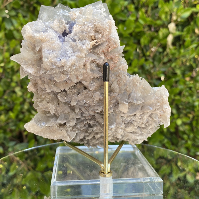1.15kg 15x13x8cm Cubic Matrix White Calcite Spikes Grey Fluorite from Balochistan, Pakistan - Locco Decor