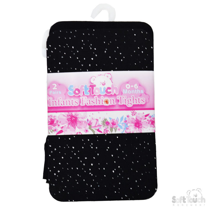 2 Pack Black Fashion Tights (0-6 Months) T103-BLK-0-6