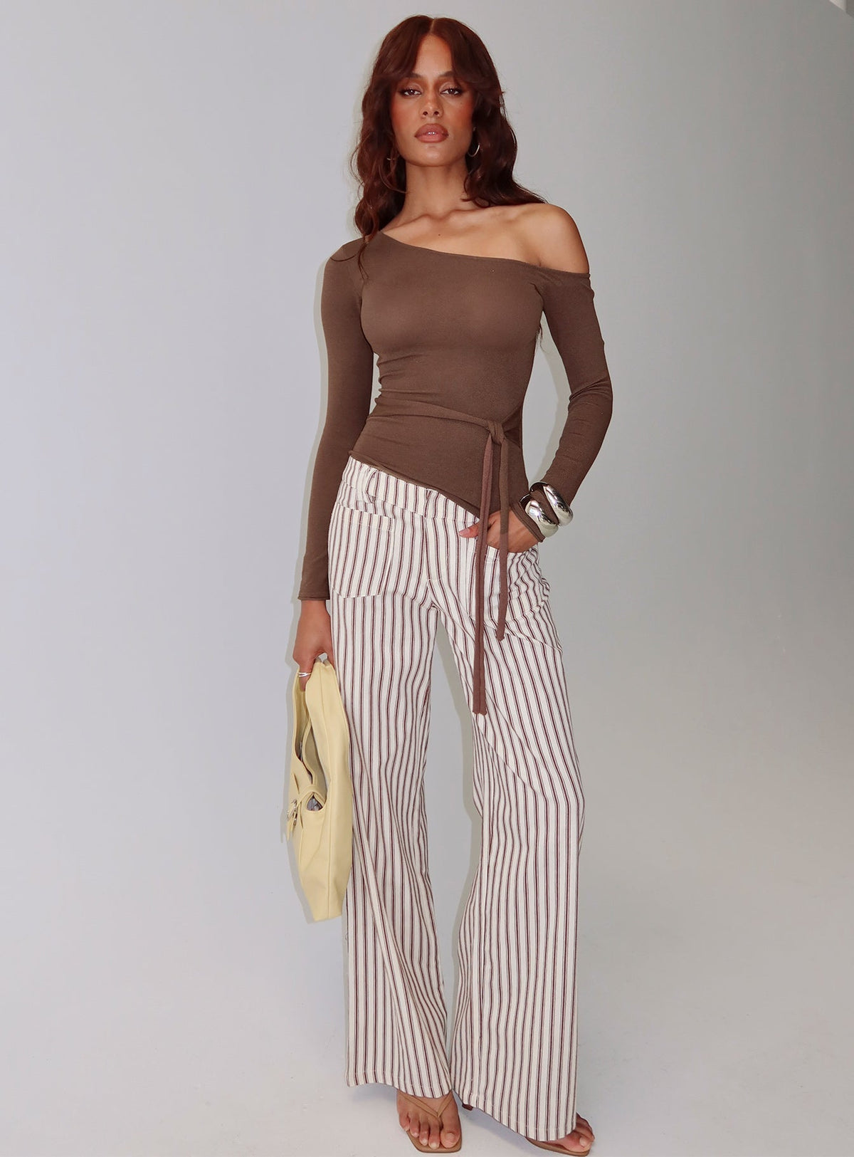 Vendi Low Rise Pant Brown Stripe