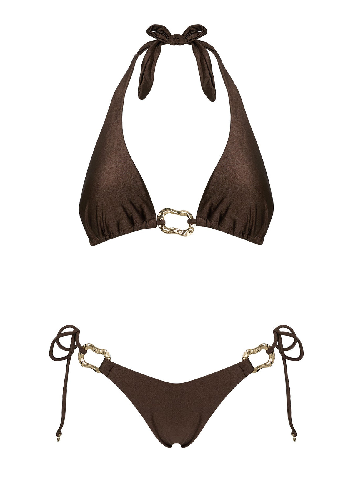 Fianna Hardware Tie Side Bikini Bottoms Brown