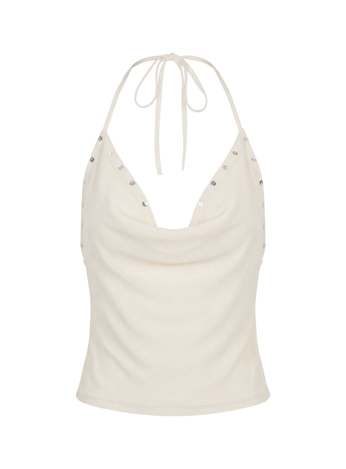 Gemmina Halter Sequin Top Cream