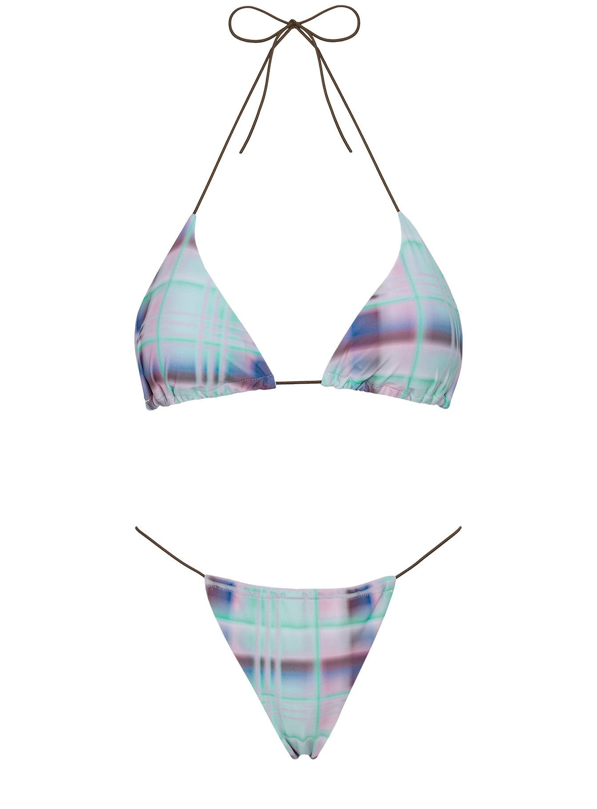 Selbie String Ruched Bikini Bottom Blue Multi