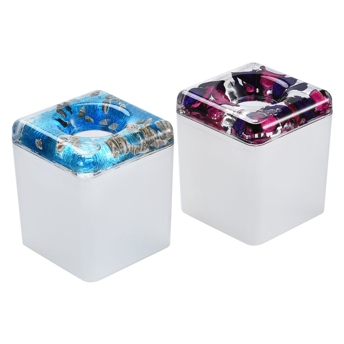 Acrylic Liquid 3D Floating Motion Square Tissue Holder Leaf