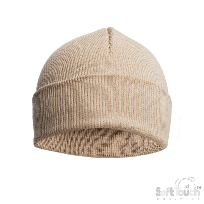 BISCUIT INFANTS COTTON BEANIE HAT (NB-12) (PK6) H704-C-BI
