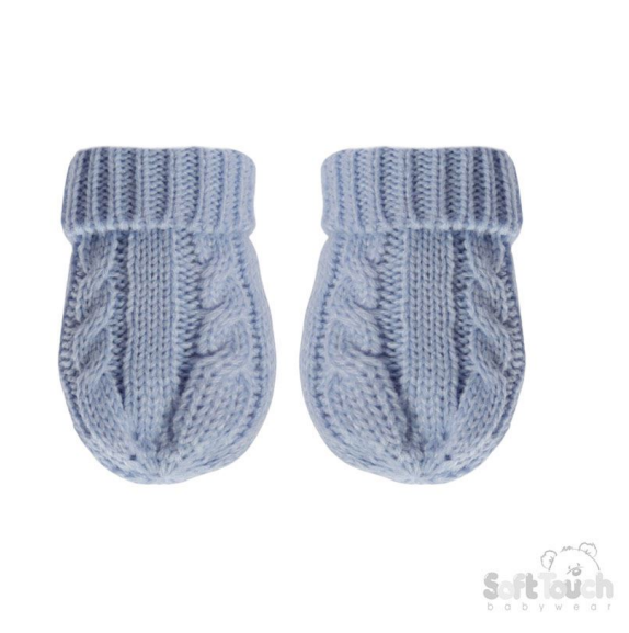 Blue 'Elegance' Cable Knit Mittens : BM12-BSM