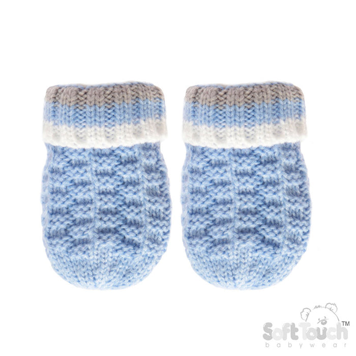 Blue Ribbed Mittens (NB-12 Months)(PK12) M648-B-BP