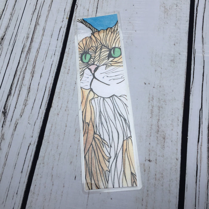 PinkPolish Design Bookmarks "Green Eyed Cat" 2-Sided Bookmark