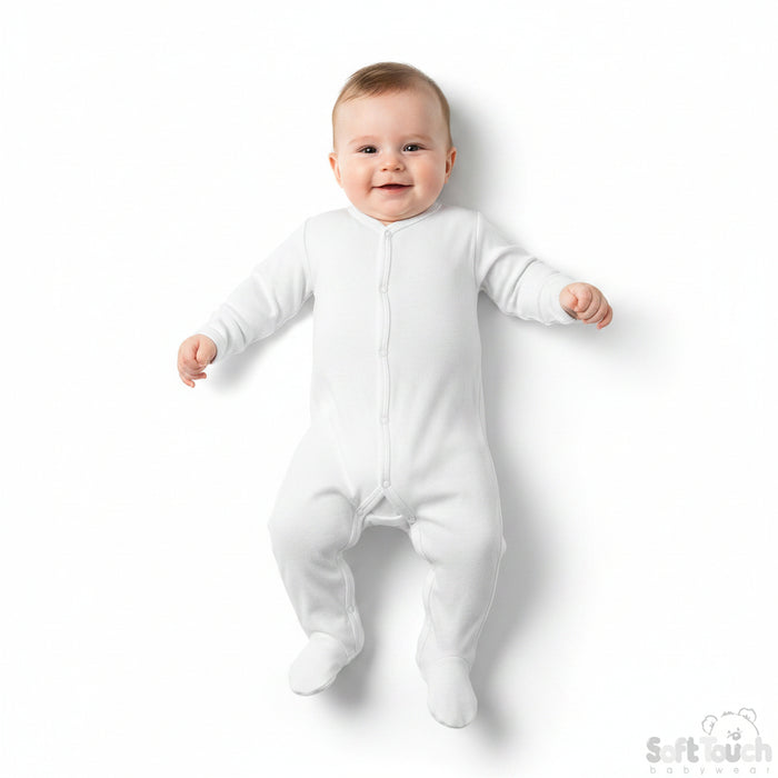Infants Plain White Sleep Suit (6-9 Months) SS4660-W