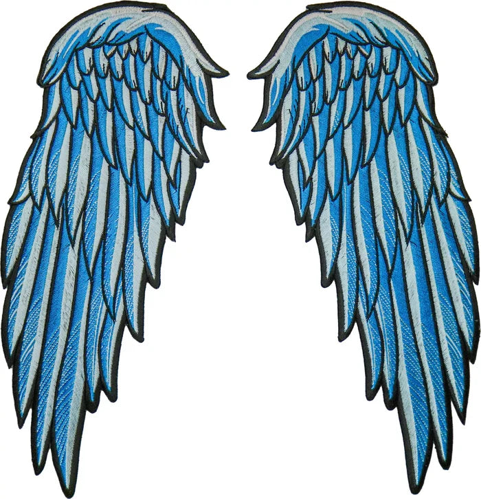 Large Aqua Blue Angel Wings Patch