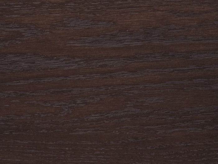 The Sable on Oak Sample by James+James features a dark brown oak surface with matte sheen, showcasing natural lines and variations, and a smooth, versatile finish typical of stained wood.