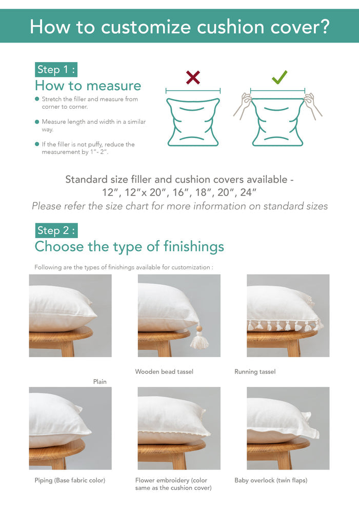Yura 100% cotton geometric cushion cover for sofa - Aqua blue