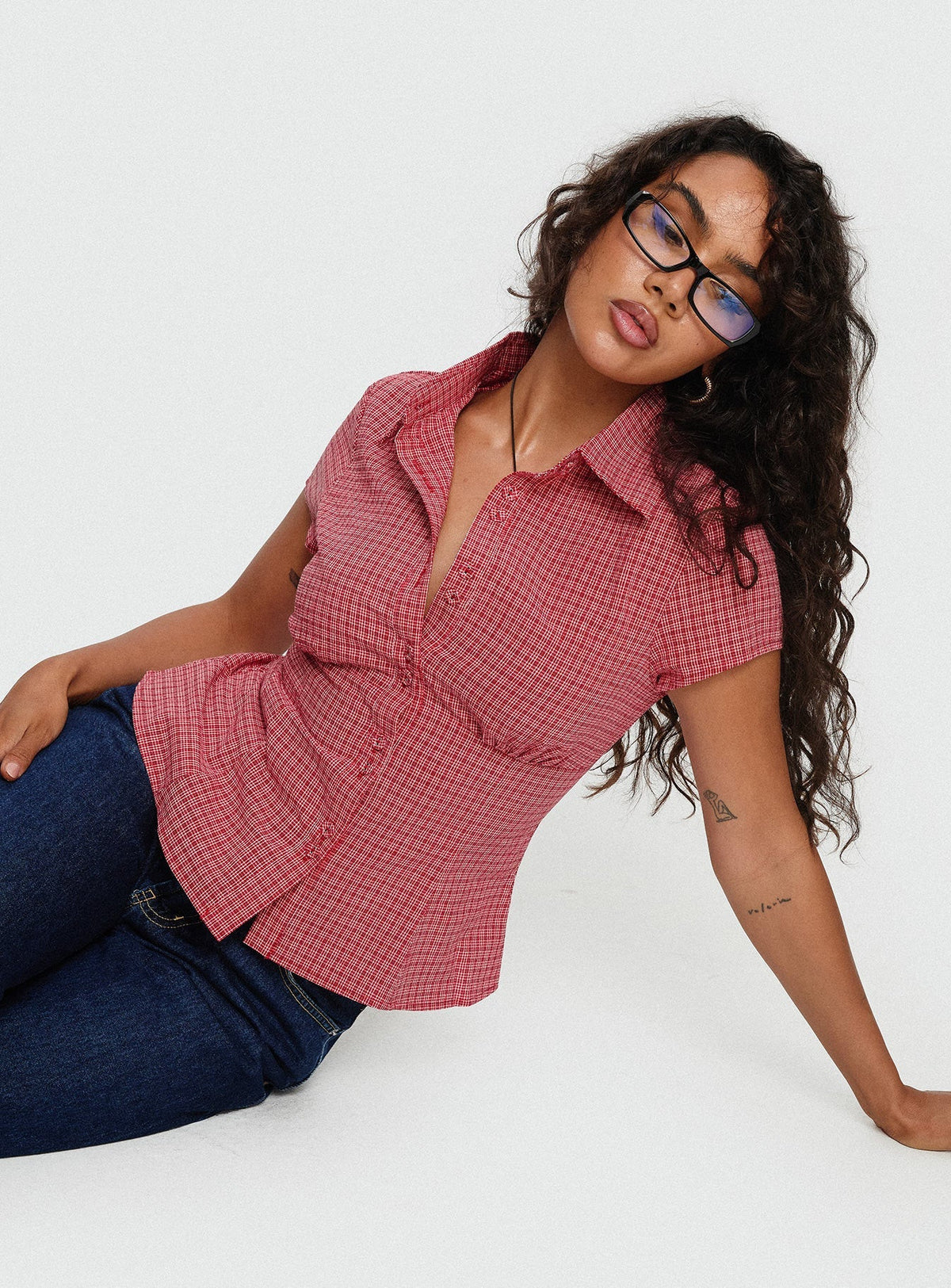 Cottesloe Blouse Top Red Check