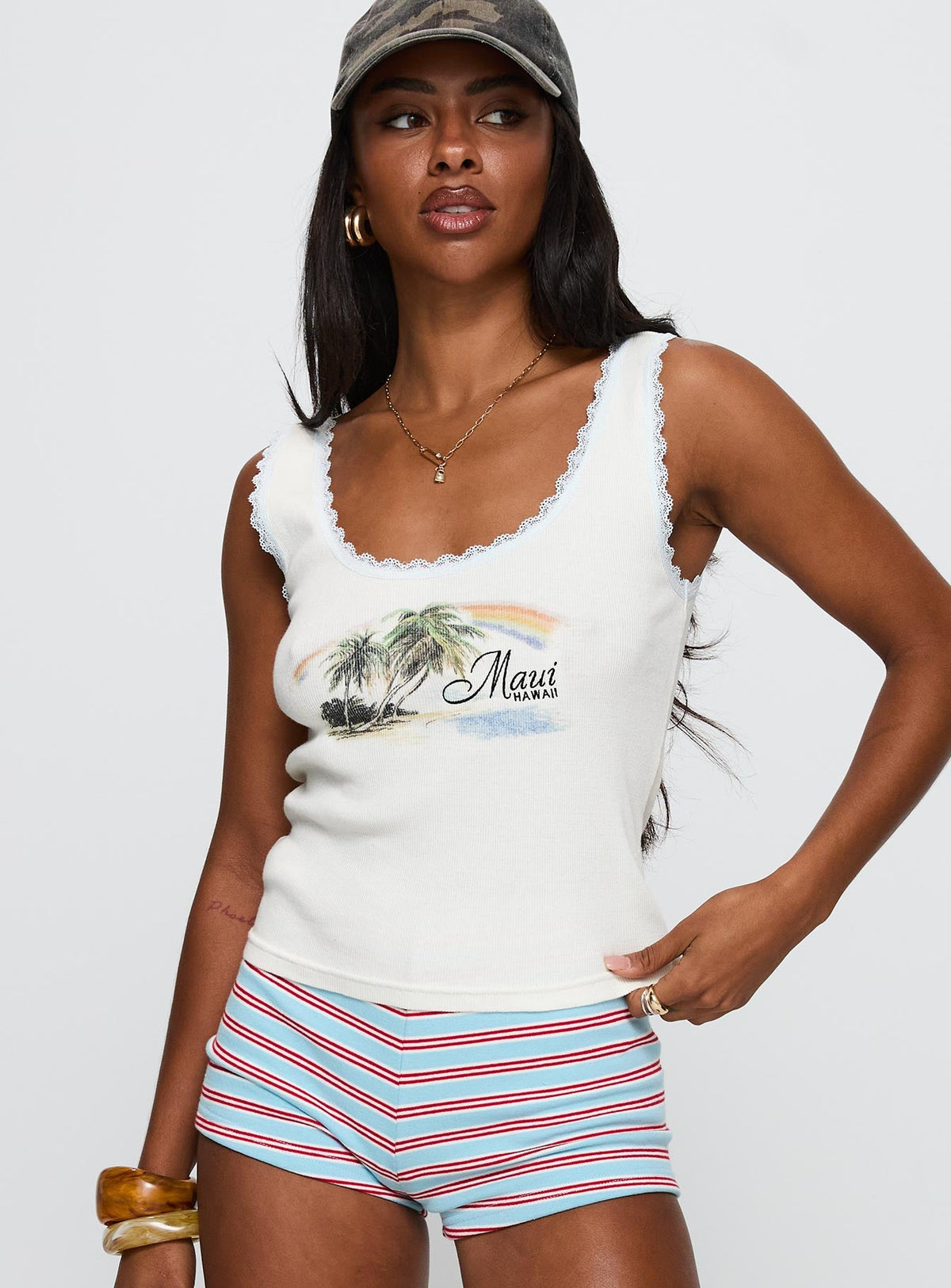 Love From Maui Graphic Tank Top White