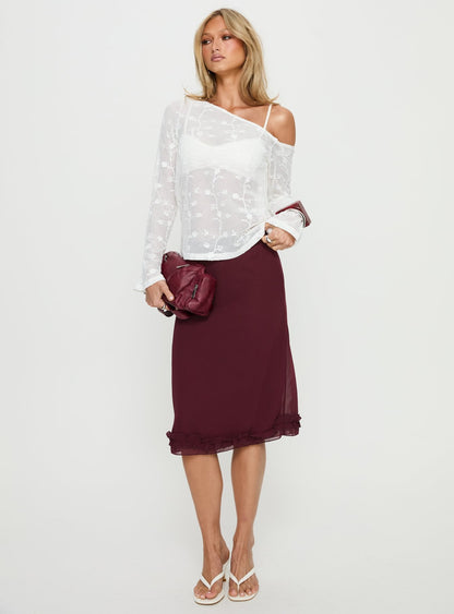 Rosette Frill Midi Skirt Currant