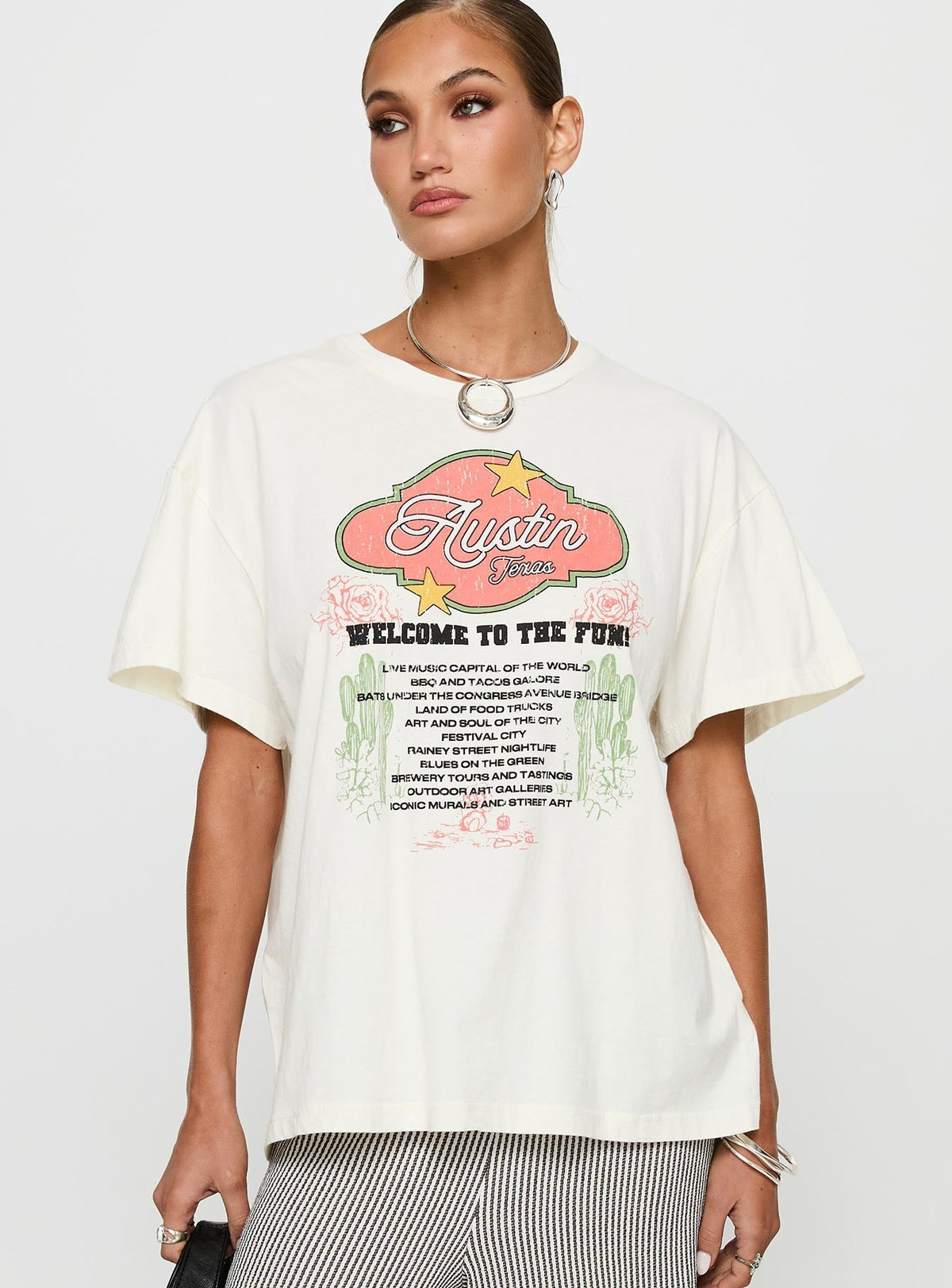 Country Festival Oversized Tee White