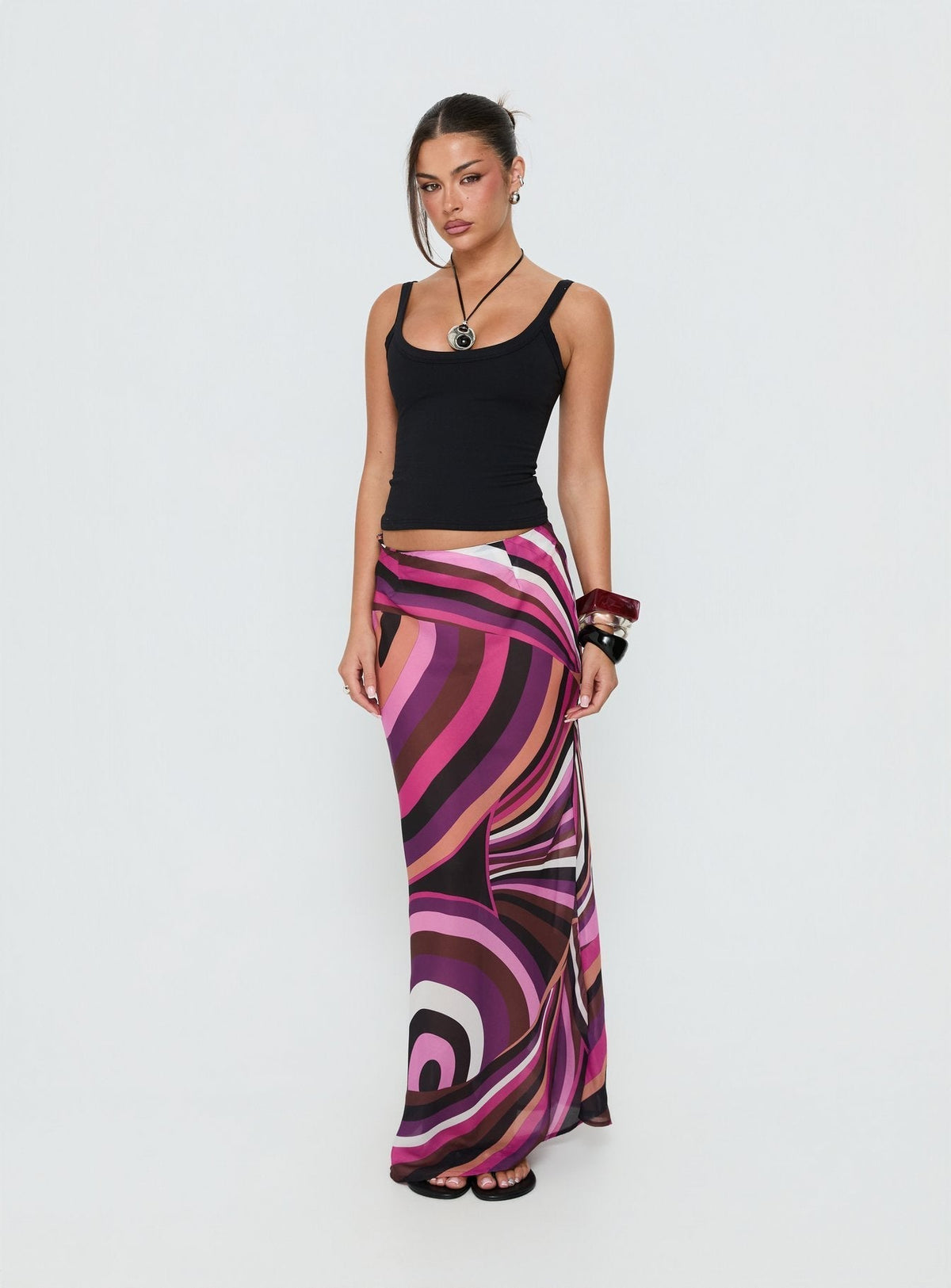 Lucidia Maxi Skirt Pink Retro