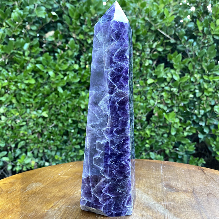 1.05kg 22x7x6cm Purple Banded Chevron Amethyst Point Tower from South Africa - Locco Decor