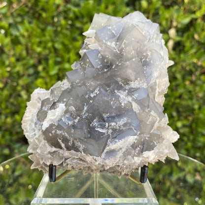 1.15kg 15x13x8cm Cubic Matrix White Calcite Spikes Grey Fluorite from Balochistan, Pakistan - Locco Decor