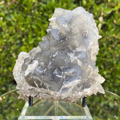 1.15kg 15x13x8cm Cubic Matrix White Calcite Spikes Grey Fluorite from Balochistan, Pakistan - Locco Decor
