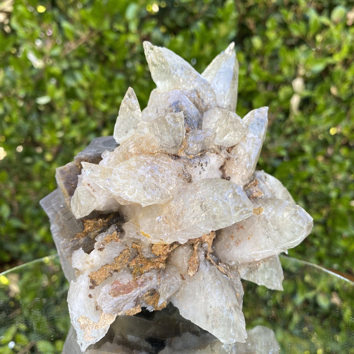 1.42kg 14x13x12cm Spiky White Calcite Grey Fluorite from Balochistan, Pakistan - Locco Decor