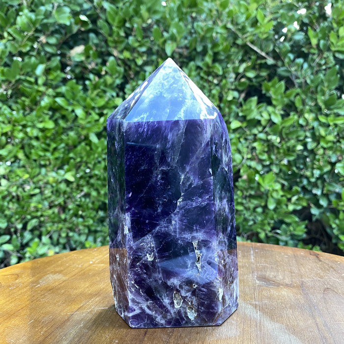 1.63kg 17x9x8cm Purple Banded Chevron Amethyst Point Tower from South Africa - Locco Decor