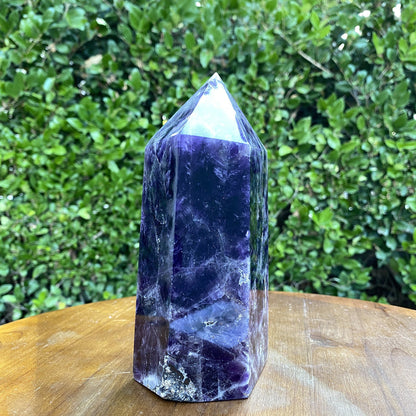 1.63kg 17x9x8cm Purple Banded Chevron Amethyst Point Tower from South Africa - Locco Decor