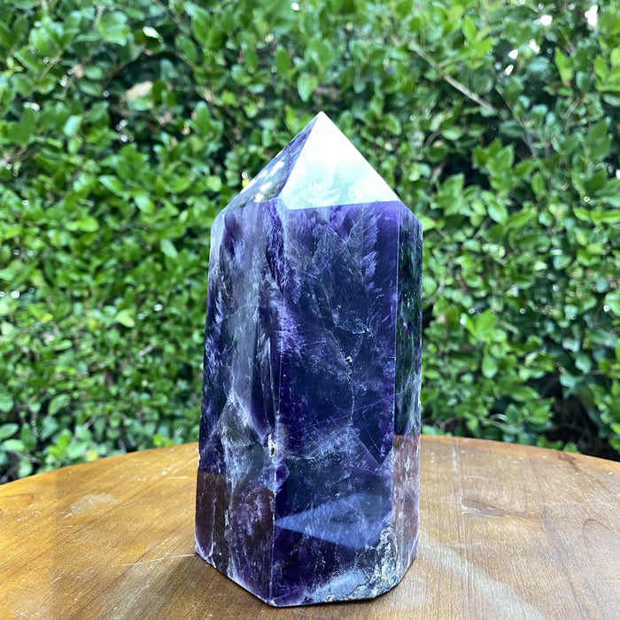 1.63kg 17x9x8cm Purple Banded Chevron Amethyst Point Tower from South Africa - Locco Decor