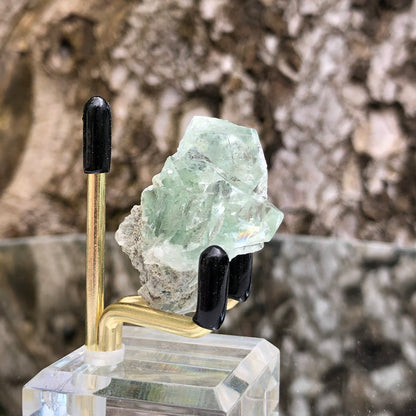 16g 3x3x2cm Glass Green and Clear Fluorite from Xianghualing,Hunan,CHINA