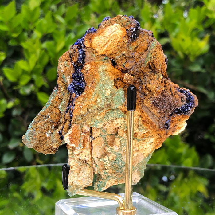 194g 8x8x3.5cm Mountain Fish Tank Decorative Blue Azurite from Sepon Mine, Laos