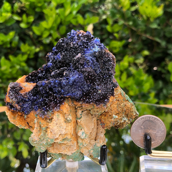 194g 8x8x3.5cm Mountain Fish Tank Decorative Blue Azurite from Sepon Mine, Laos