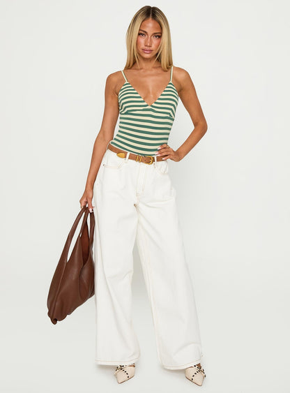 Like A Daydream Bodysuit Green / Cream