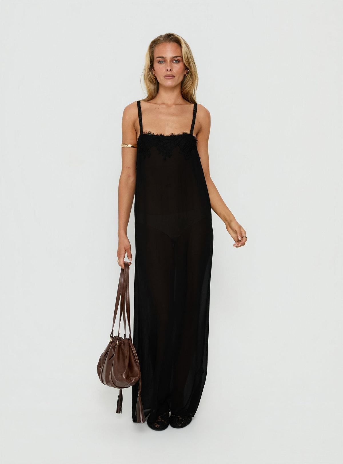 Glacial Sheer Maxi Dress Noir