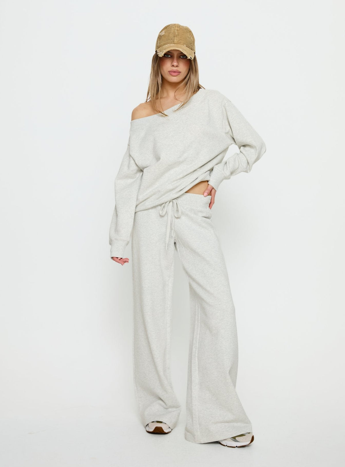 Wellness Off the Shoulder Jumper Grey Marle