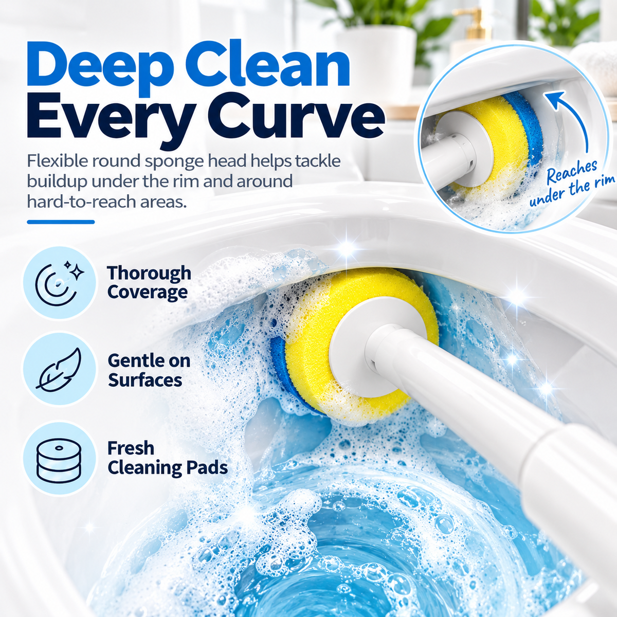Disposable Scrubber Toilet Brush Kit 1 Handle + 42 Color Refill Heads