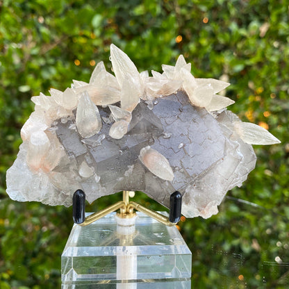 282g 11x7x5cm White Calcite with  Grey Fluorite from Balochistan, Pakistan