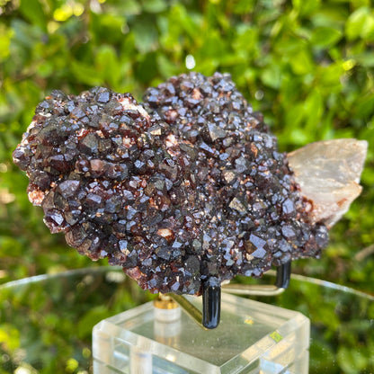 286g 10x7x4.5cm White Feldspar with Orange Spessartite Garnet from Tongbei, Fujian, CHINA