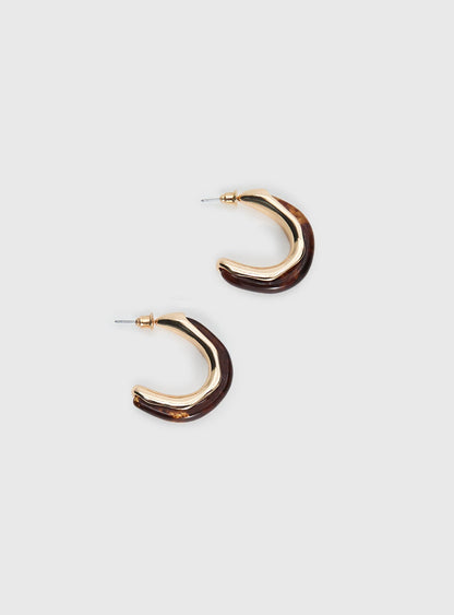 Still Love Hoop Earrings Gold / Brown