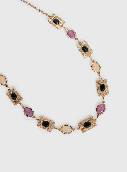 Dulce Vita Gemstone Chain Belt Gold
