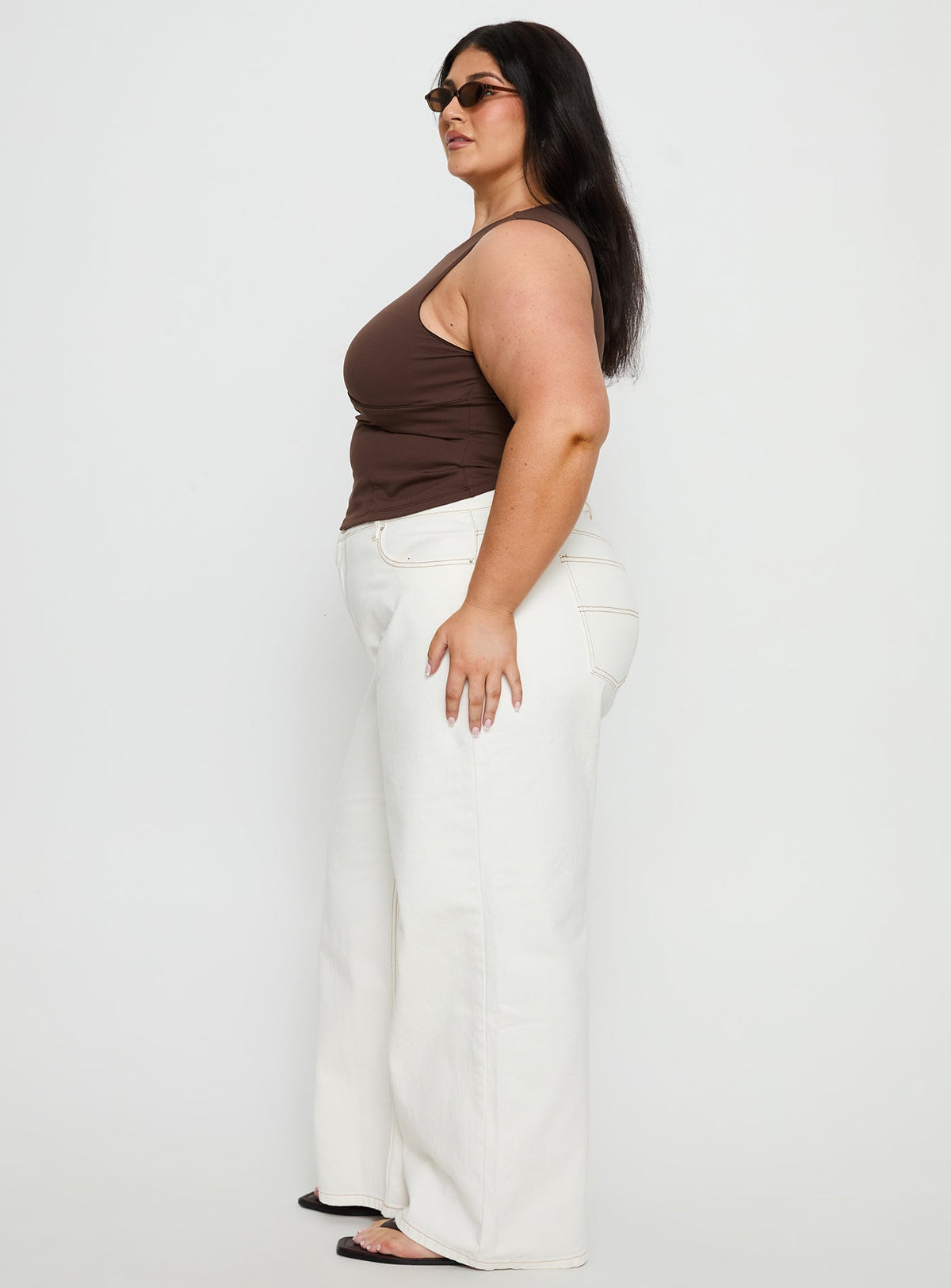 Naylor Mid Rise Wide Leg Jeans Cream Curve
