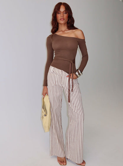 Vendi Low Rise Pant Brown Stripe