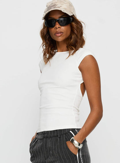Drives Me Crazy Backless Top White