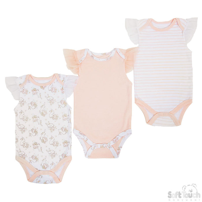 3 Pack Bodysuits Bunny (0-3 Months)-4CC202-BS