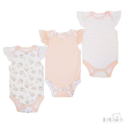 3 Pack Bodysuits Bunny (0-3 Months)-4CC202-BS