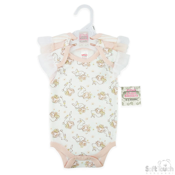 3 Pack Bodysuits Bunny (0-3 Months)-4CC202-BS