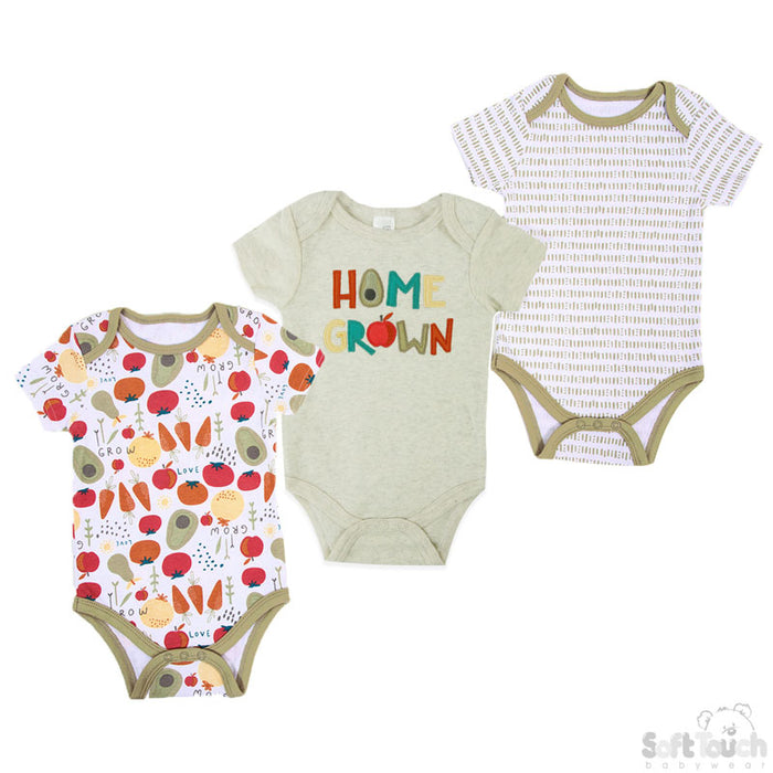 3 Pack Bodysuits Home Grown (0-3 Months)-4CC200-BS