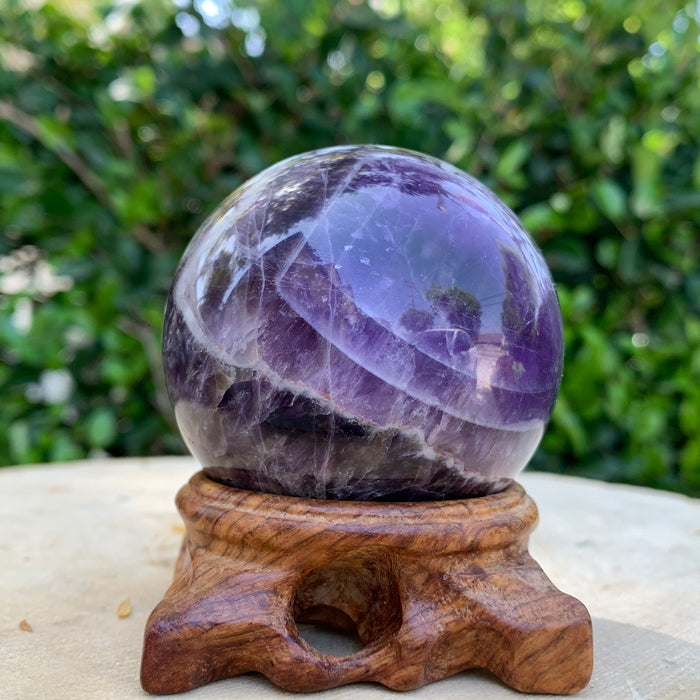 364g 6x6x6cm Purple Banded Chevron Amethyst Sphere from South Africa