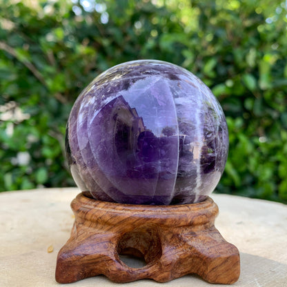 364g 6x6x6cm Purple Banded Chevron Amethyst Sphere from South Africa