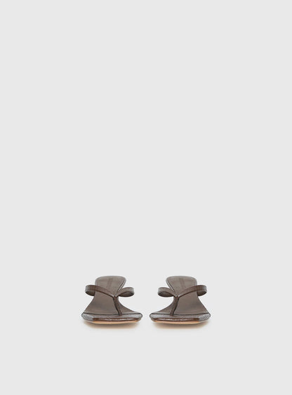 So Exclusive Snake Thong Heels Brown
