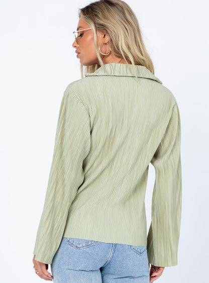 Louie Pleated Shirt Sage