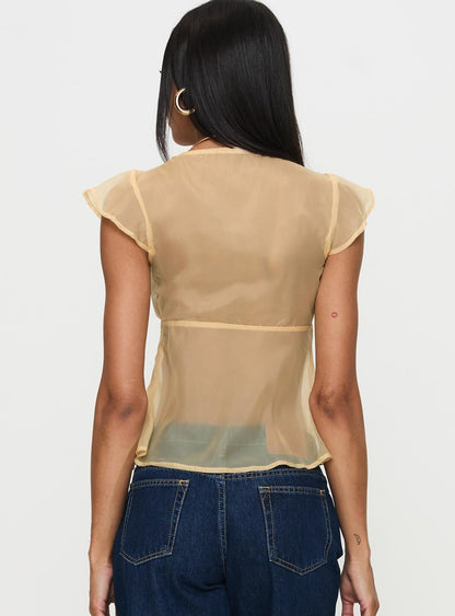 Keysia Cap Sleeve Sheer Top Apricot